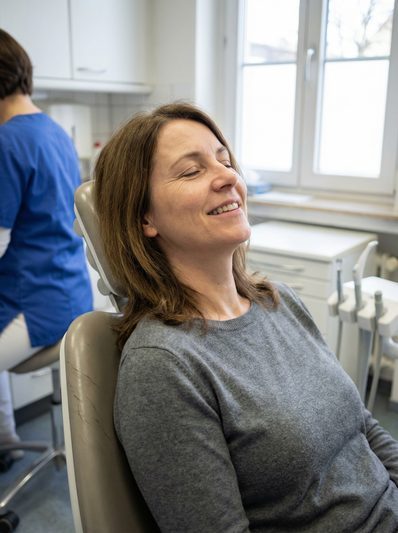 Zufriedene Patientin beim Zahnarzt